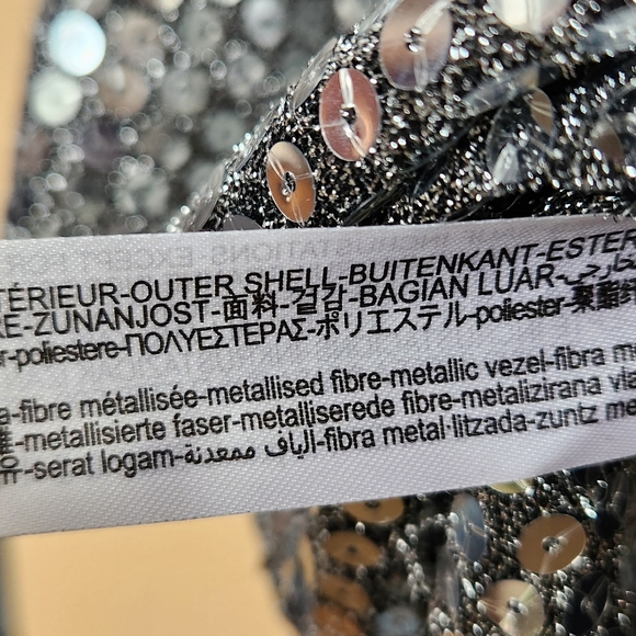 New Zara draped sequin size S mini dress silver metallic - Picture 12 of 12